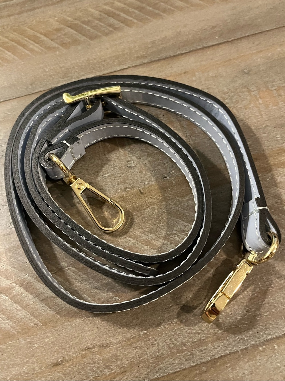Smooth Leather Adjustable Strap with Gold Hardware, Blue